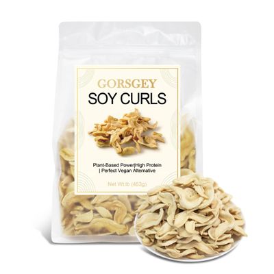 Natural Soy Curls 16 oz No Additives High Protein Gluten-Free Soy Strips Vegetarian-Friendly Meaty Chewy Texture Suitable for Cold Dishes Stir-Frying Stewing Easy to Prepare