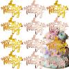 10 Pcs Happy Mother's Day Cake Toppers Acrylic Double Heart Cupcake Picks, Mothers Day Best Mom Cake Side Decoration for Mom's Birthday Baking Party Dessert Biscuits Decor (Gold,rose gold)