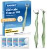 RAZOKO Flosser Kit, Shred-Resistant, Insert & Rotate 90 to 135 for Hard-to-Reach Areas, PTFE & PFAS Free, 2 Handles + 240 Refill Heads, Green view 1