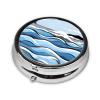 Waves Lapping at The Rocks Round Pill Box.3Compartment Organizer, Metal PushButton Case2 Inch Compact Travel Size view 2