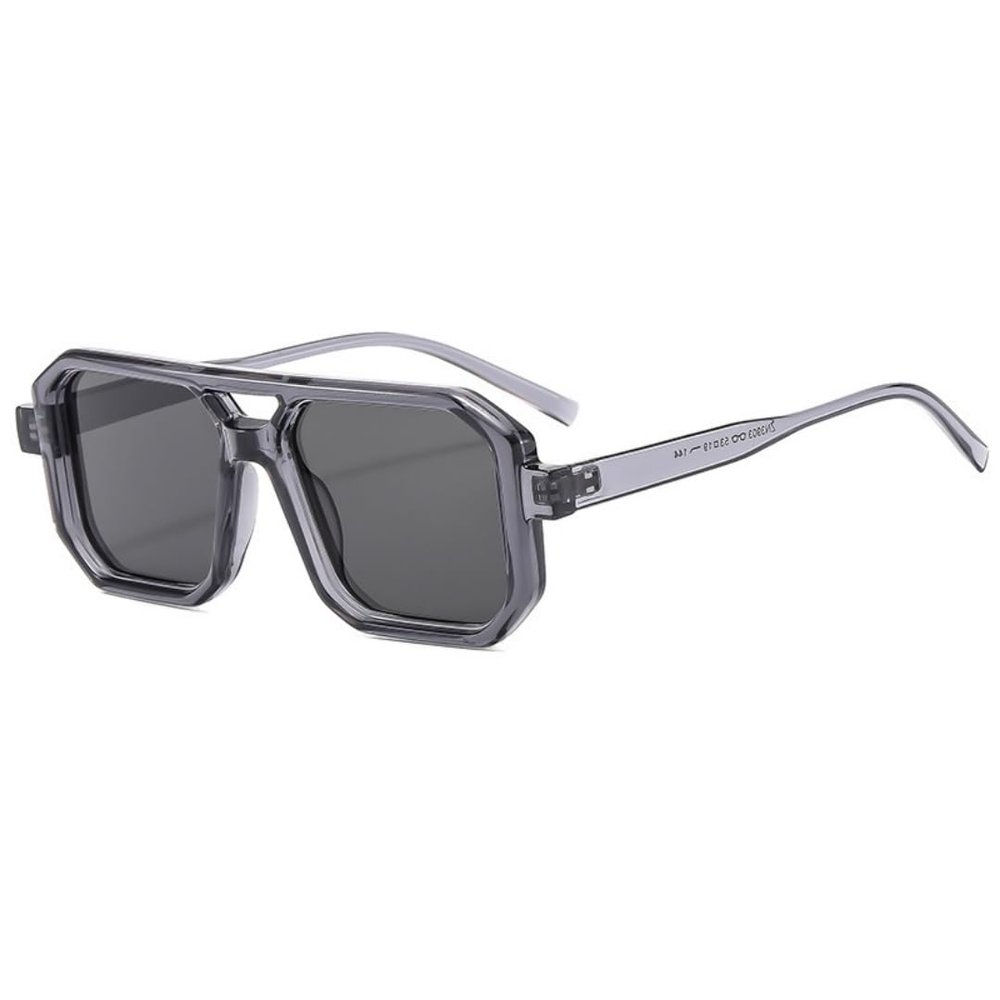 SightPerk Retro Big Rectangle Double Beam Sunglasses For Men Women Tinted Lens UV Protection Outdoor Reading Glasses (Gray & Gray, 1.5, x)