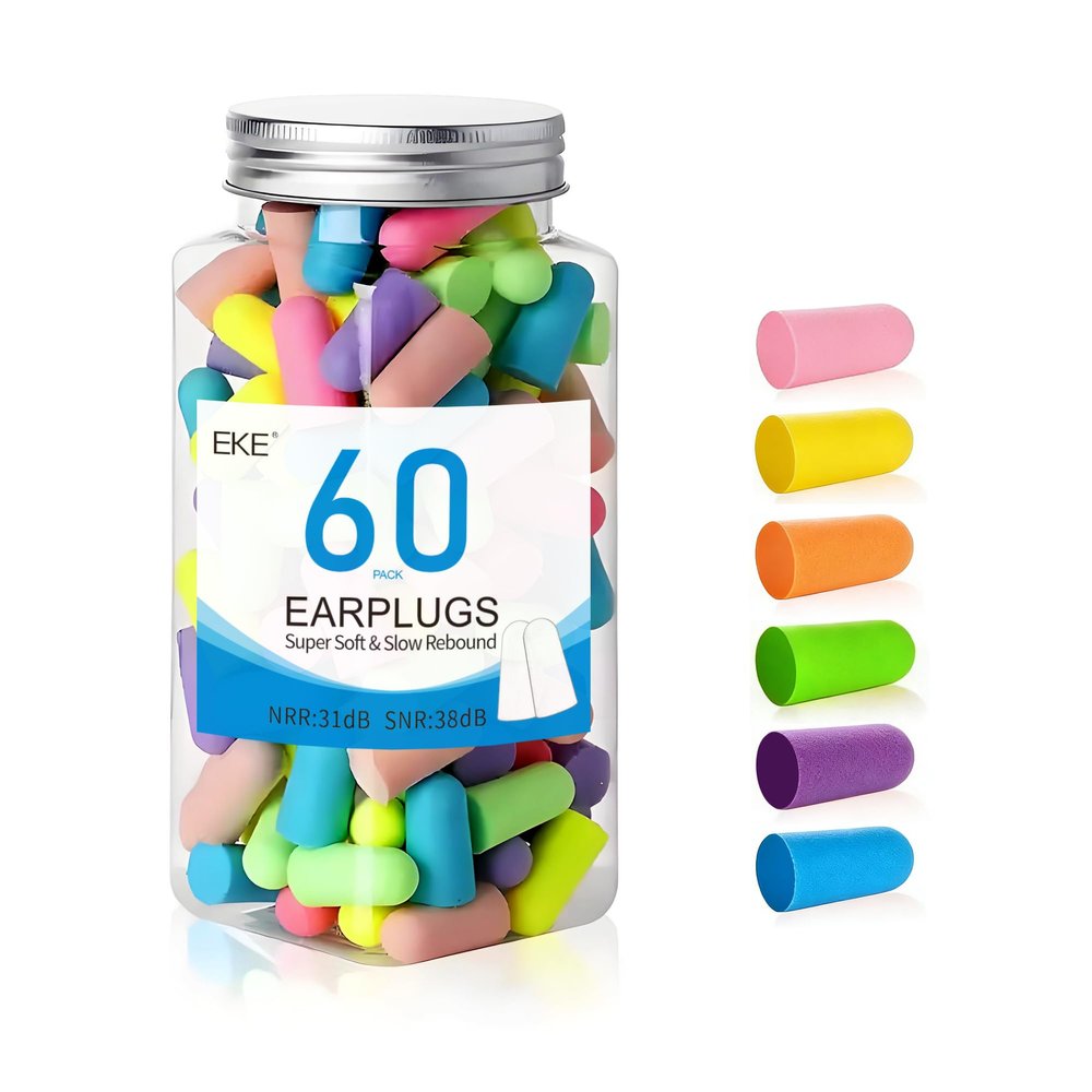 38dB High SNR Noise Cancelling Soft Foam Earplugs, 60 Pairs Yellow Comfort Ear Plugs for Sleeping, Snoring, Shooting, Work & Loud Sound Reduction