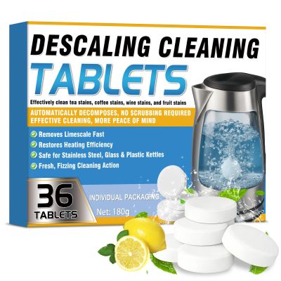 Kettle Descaler Tablet 36 Packs, Kettles Cleaner & Descaling Tablets, Powerful Citric Acid for Cleaning, Limescale Remover Hard Water for Coffee Maker, Portable Distiller, Kettle, Water Bottle