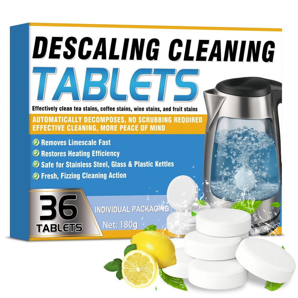 Kettle Descaler Tablet 36 Packs, Kettles Cleaner & Descaling Tablets, Powerful Citric Acid for Cleaning, Limescale Remover Hard Water for Coffee Maker, Portable Distiller, Kettle, Water Bottle
