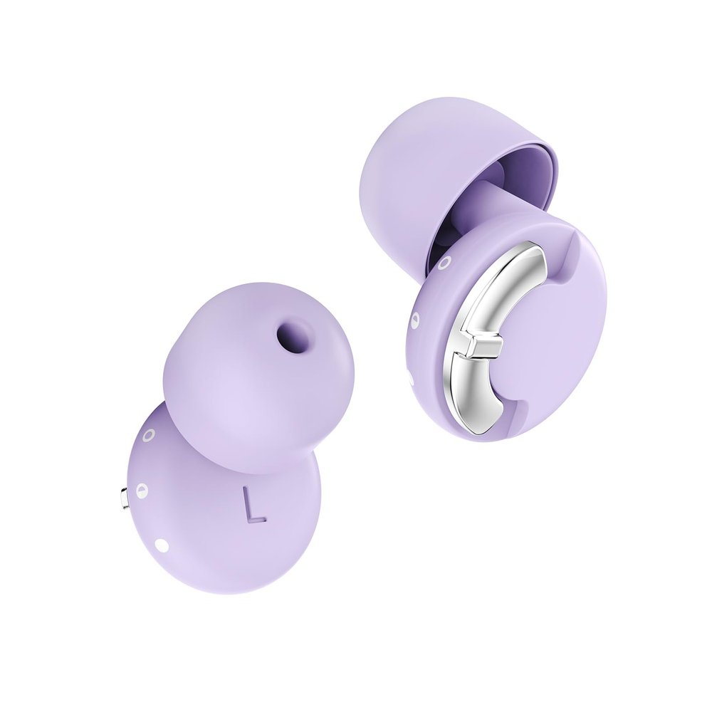 Adjustable Ear Plugs - 3 Noise Cancelling Modes for Concerts, Work, Travel & More, Reusable Hearing Protection with 4 Sizes (XS/S/M/L), Comfortable Ear Plugs for Noise Reduction, Purple Silver