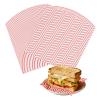 uxcell 200 Pack Wax Paper Sheets for Food, 7.1" x 7.1" Greaseproof Wrapping Paper Sheets, Wavy Stripes Food Basket Liners for Sandwich Hamburger Bread, Red view 1