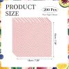 uxcell 200 Pack Wax Paper Sheets for Food, 7.1" x 7.1" Greaseproof Wrapping Paper Sheets, Wavy Stripes Food Basket Liners for Sandwich Hamburger Bread, Red view 2