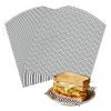 uxcell 100 Pack Wax Paper Sheets for Food, 11.8" x 11.8" Greaseproof Wrapping Paper Sheets, Wavy Stripes Food Basket Liners for Sandwich Hamburger Bread, Black view 1