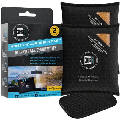 366 Days Dehumidifier & Moisture Absorber Bag Reusable Silica Gel with Color-Changing Indicator Eliminates Humidity & Musty Odors for Cars, RVs & Home (2)