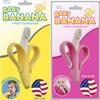 Baby Banana Yellow and Pink 2-Pack of Infant to Toddler Silicone Toothbrushes, Made in USA, Bendable, Food Grade Silicone, Family-Owned Business Since 2009 view 1