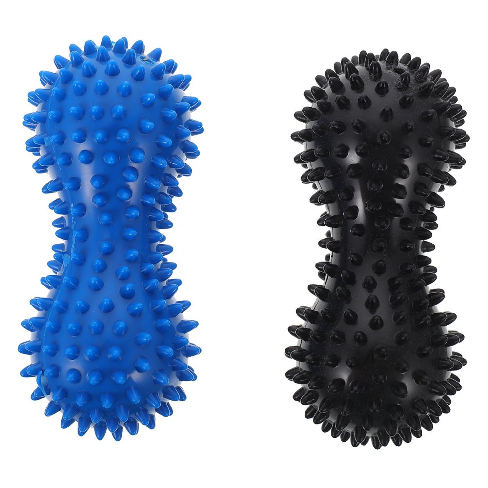 minkissy 2pcs Foot Massage Peanut Balls Spikes for Muscle Relaxation, Black Blue, Acupressure Therapy Tool for Plantar Fasciitis and Deep Tissue Fitness Rehabilitation