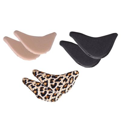 BEBEMOKO 6 Pairs Shoe Head Cushion and Shoe Inserts Pads, Thickened Round Toe Foam Insoles, Black Beige Leopard Print, Forefoot Relief for High Heels and Daily Foot Comfort