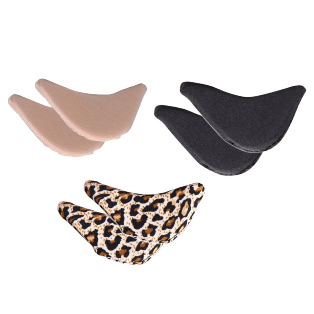 BEBEMOKO 6 Pairs Shoe Head Cushion and Shoe Inserts Pads, Thickened Round Toe Foam Insoles, Black Beige Leopard Print, Forefoot Relief for High Heels and Daily Foot Comfort