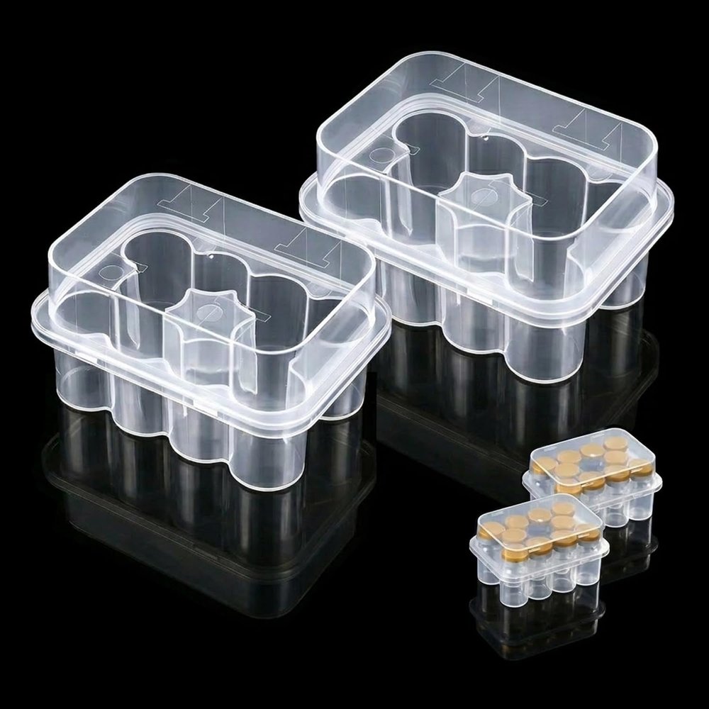 2pcs Peptide Case for Fridge, 3mL Vial Holder for Refrigerator, 10 Slots Each (20 Total), Fits Up to 16mm x 38mmH, Click-Closure Stackable Organizer for Insulin/Peptides/GLP-1, Semi-Transparent