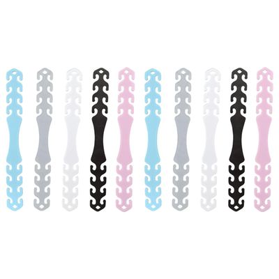 Ciieeo 10pcs Adjustable Mask Rope Buckle Ear Strap Extenders with 4-Level Adjustment, Multi-Color (Black, White, Pink, Blue,) for Outdoor and Home Use