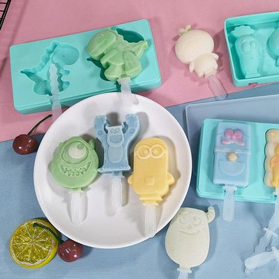 RASTKY Silicone Cartoon Ice Cream with Lids for Kids, Reusable for DIY Fun, Foodgrade Silicone Ice Lolly Mould for Family Gatherings, Blue, 85g (#2)