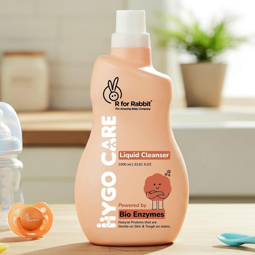 PGM DISTRIBUTORS R for Rabbit Hygocare Baby Liquid Cleanser, 1000ml, Bio Enzymes Powered, Residue Free, for Washing Toys and Nipples, Pack of 2