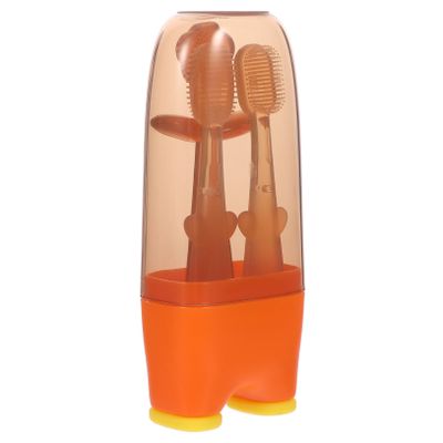 FRCOLOR Silicone Toothbrush Tongue Cleaner 3pcs Oral Care Brush Soft Teeth and Tongue Cleaning Tool for Newborns