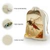 ERSTSNCK 8Pcs Amber Mosquito Fossil Drawstring Bags Small Burlap Gift Bags Jewelry Pouches for Storage Wedding Party Favor view 3