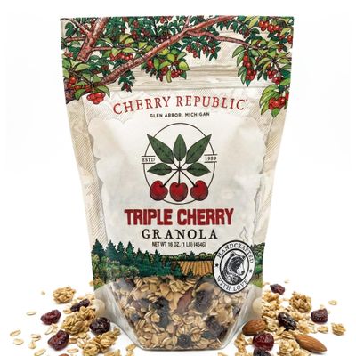 Cherry Republic Triple Cherry Granola, 1 lb - Fruit-Forward Nut Granola Mix with Cherries, Blueberries & Strawberries, with Oats, Almonds & Honey - Gourmet Snack, Breakfast Cereal & Yogurt Toppings