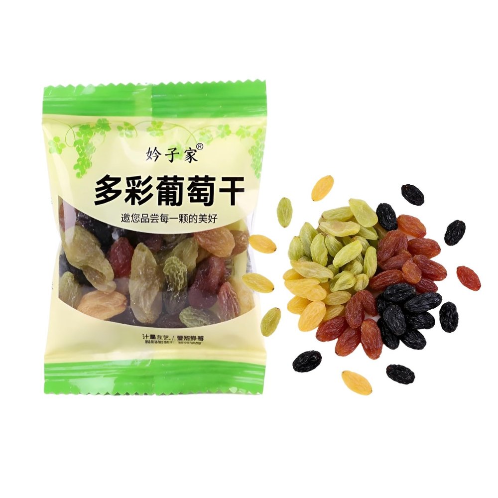 4-Flavor Colorful Seedless Raisins - Individually Wrapped Soft Chewy Dried Fruit Snacks For Kids, Baking, Yogurt, Cereal(9g*20 packs)