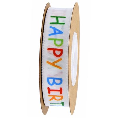 UTHCLO Happy Birthday Printed Satin Ribbon 1.5cm X 10 Yards Colorful Party Decoration Ribbon for Wrapping, Crafting and Cake Decoration Supplies
