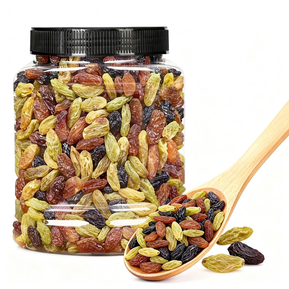 3-Color Premium Large Raisins Canned 500g - Ready-to-Eat Dried Fruit Snack, No Washing Needed, Soft & Sweet For Baking, Cereal, Yogurt