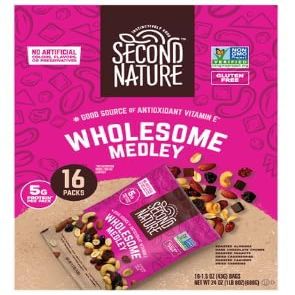 Second Nature Trail Mix, Wholesome Medley, Includes 16 individual units ideal for families, or offices (1,5oz x16 ct)