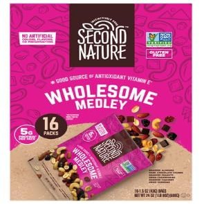 Second Nature Trail Mix, Wholesome Medley, Includes 16 individual units ideal for families, or offices (1,5oz x16 ct)