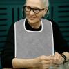 BIUDECO Adult Bib for Eating and Clothing Protector, Reusable Non-slip Waterproof Feeding Bib with Crumb Catcher, Gray Cotton Fabric Suitable for Seniors Mealtime and Daily Use view 4