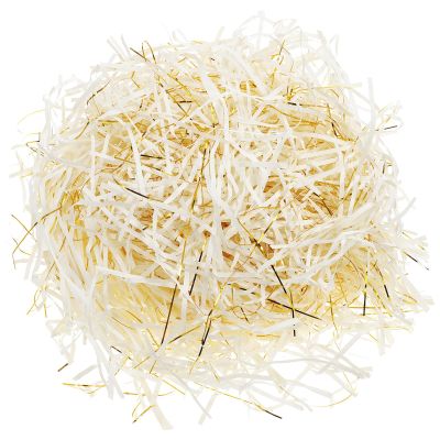 Abaodam Gold and Ivory Raffia Paper Filler 200g Crinkle Cut Shredded Paper for Boxes Wedding and Event Packaging Decorations