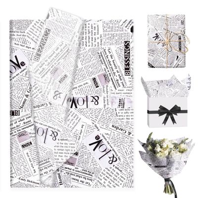 100 Sheets Newspaper Tissue Papers, 20 x14 Inch Vintage Magazine Patterns Gift Wrapping Paper Retro Old News Print Craft Package Paper for Birthday Wedding Party Holiday Festival Packing Decor