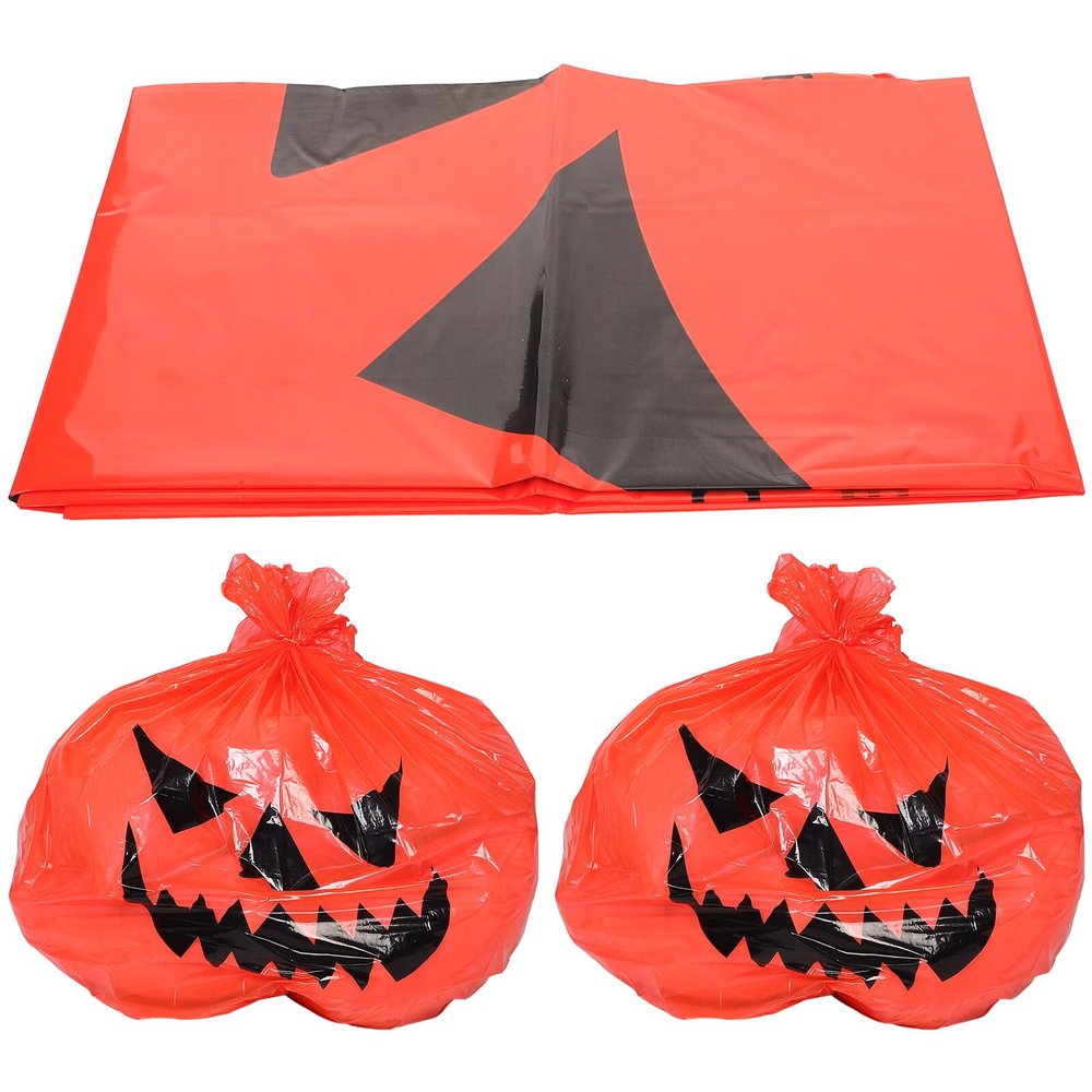 NIYANGLE Garden Waste Bags 3pcs with Handles Large Capacity Leaf Collector Bags Pumpkin Design for Yard Cleanup and Gardening Waste Disposal