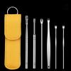12Pcs Ear Pick Earwax Removal Kit, Stainless Steel Ear Cleaner Tools with PU Case - Reusable Curette Scoop Set for Adults Kids Family Ear Care,Personal Hygiene Gift Set (Yellow and Black) view 3