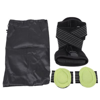 DEARMAMY Adjustable Feet Drop Brace and Ankle Support Orthosis with Plantar Fasciitis Splint Black Foot Correction Brace Set with Green Insole and Carry Bag for Nighttime Therapy
