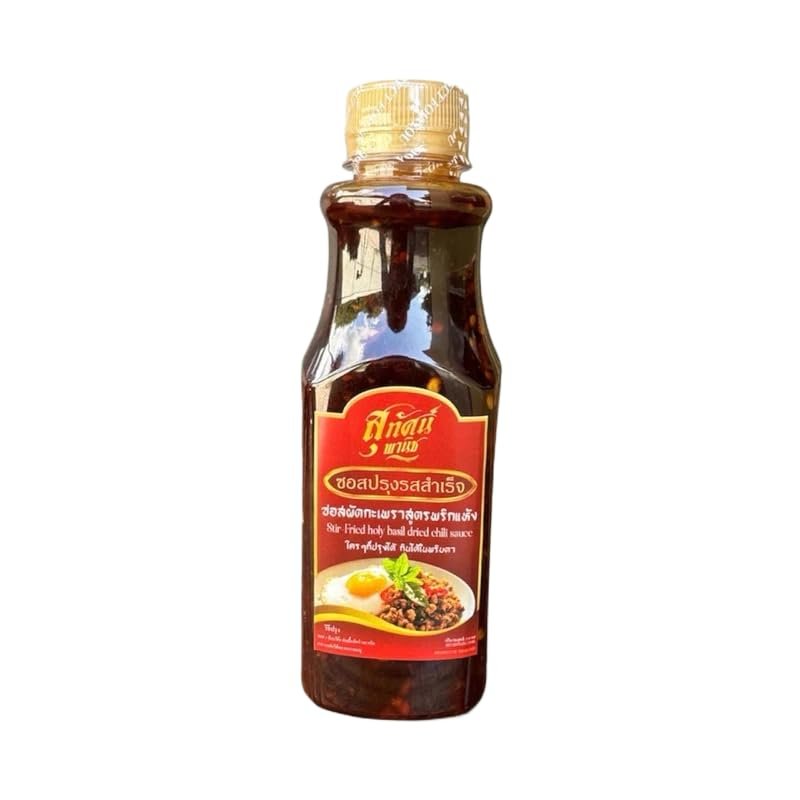Authentic Thai Holy Basil Stir-Fry Sauce with Dried Chilies, Ready-to-Use Basil Sauce for Pad Kra Pao, Savory and Spicy Thai Cooking Sauce, 250ml