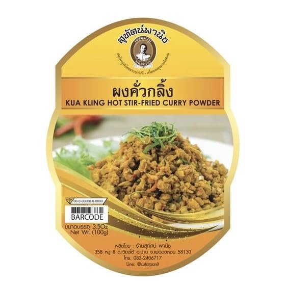 (Pack of 3) Southern Thai Dry Curry Seasoning Powder, Aromatic Khua Kling Spice Mix for Spicy Stir-Fry, Authentic Thai Herb and Chili Blend, 100g