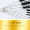10-Piece Reusable Straw Cleaning Brushes Set with Keyring - Multiple Sizes for All Straws view 2