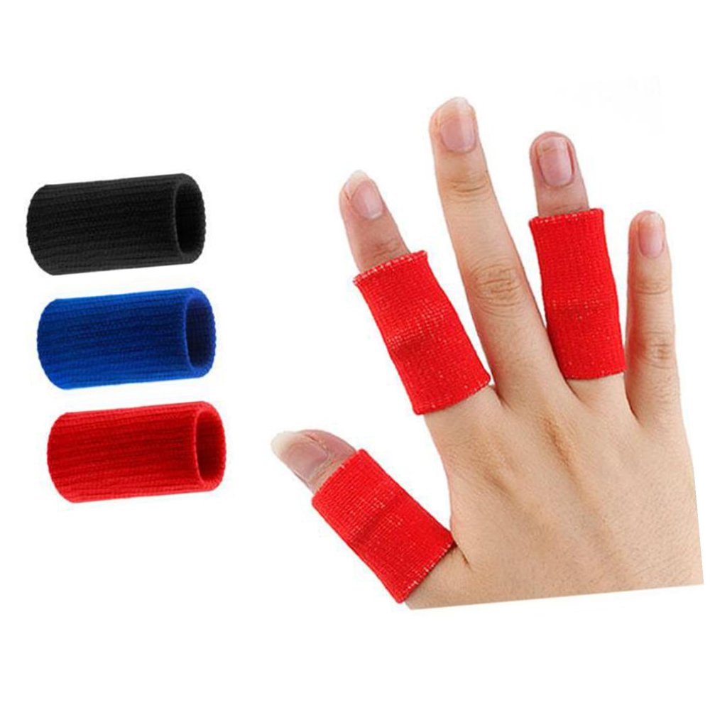 HEALEEP 20 Pcs Nylon Finger Sleeves Elastic Finger Braces Compression Protector for Basketball Volleyball Sports Knuckle Support Relief (10 10 Blue)