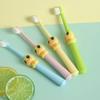 Hemoton 4pcs Bristle Toothbrush Set with Soft Cartoon Bristles for Ages 2-10, Mild Teeth Cleaning Brush in Yellow, Pink, Green, and Blue for Daily Oral Care view 4