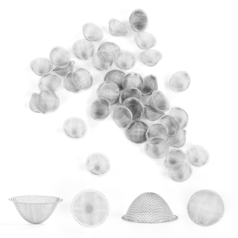 50 pcs 0.75 Inch Pipe Screens Premium Diameter 3/4 inch Pipe Filters Self-Adjustable Filters Mesh Stainless Steel Metal Bowl Screens with Storage Box