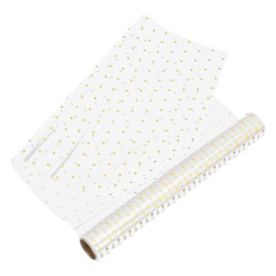 FUOYLOO Flower Wrapping Film Roll 40cm X 30m Gold Dot Waterproof Cellophane Floral Bouquet Wrap for Packaging and Dust Protection