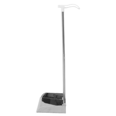 TOYZFRIENDY Stainless Steel Long Handle Dustpan Heavy Duty Household Garbage Collector Upright Dust Pan for Home Kitchen Lobby Indoor Outdoor Cleaning