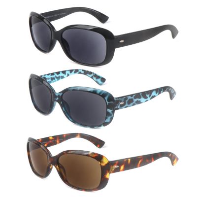 YsorrisoX 3 Pack Reading Sunglasses for Women Full Lens Non Bifocals Cat-Eye (1 Black & 1 Blue Tortoise & 1 Brown Tortoise, 2.25)