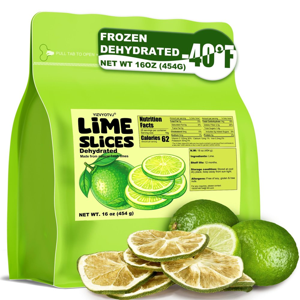 Dehydrated Lime Slices 16 oz (Pack of 1) | All Natural, No Additives No Sugar | Dried Fruit for Cocktail Garnish, Drinks, Tea, Baking & Cooking | Dry Limes for Potpourri, Simmer Pot, Candle & Craft Decor