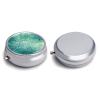 Green Sea Blue Seaweed Pill Case with 3 Compartments Round Pill Box Cute Travel Pills Container Mini Pills Organizer Pocket Mini Medicine Storage for Storing Vitamins Supplements view 3