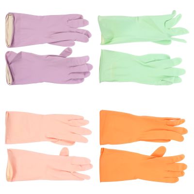 EXAOMBLE 4 Pairs Household Latex Cleaning Gloves M Size Reusable Dishwashing Gloves for Kitchen and Bathroom for Washing Dishes