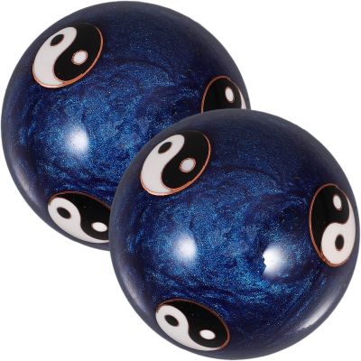 TEHAUX Hand Massage Balls 2pcs Metal Baoding Balls 47mm Blue Low-Temperature Enamel Rolling Therapy Massage Tools for Hand Exercise and Stress Relief