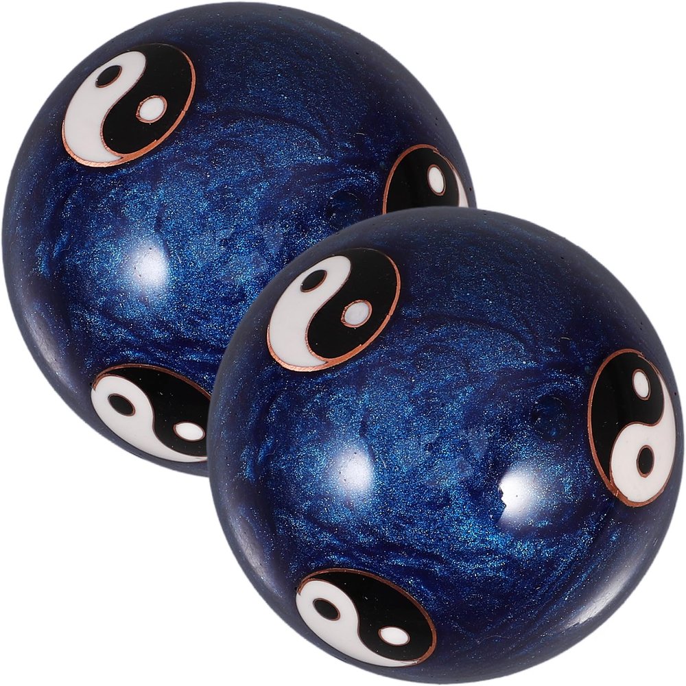 TEHAUX Hand Massage Balls 2pcs Metal Baoding Balls 47mm Blue Low-Temperature Enamel Rolling Therapy Massage Tools for Hand Exercise and Stress Relief