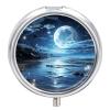 Moon Over Ocean Pill Case with 3 Compartments Round Pill Box Cute Travel Pills Container Mini Pills Organizer Pocket Mini Medicine Storage for Storing Vitamins Supplements view 1